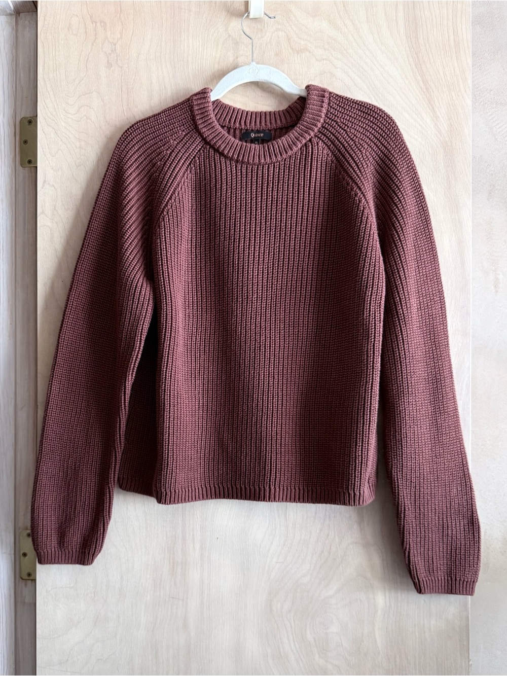 Quince Organic Cotton Sweater Fisherman Crew Women’s XL Redwood Brown Chunky
